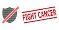 Grunge Fight Cancer Seal Stamp and Halftone Dotted Wrong Shield