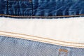 Wrong side of blue and white jeans fabric Royalty Free Stock Photo