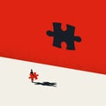 Wrong solution business vector concept. Insufficient size of jigsaw puzzle. Royalty Free Stock Photo