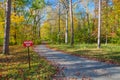 Wrong Way Traffic sign in autumn park Royalty Free Stock Photo