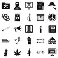 Wrongdoing icons set, simple style