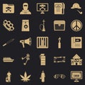 Wrongdoing icons set, simple style