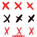 Wrongness Sign Vector Pack Cross Icons as Symbols of Inaccuracy, Errors, and Mistakes