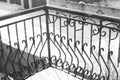 Wrought iron balcony elements. Exterior