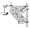 Wrought-Iron Bracket, durable support, vintage engraving