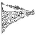 Wrought-Iron Bracket,  natural iron finish,  vintage engraving Royalty Free Stock Photo