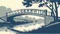 Wrought Iron Bridge Over River, Classic Architecture, vector design Generative AI Royalty Free Stock Photo