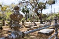 Wrought Iron Cemetery Post in Bonaventure Cemetery Royalty Free Stock Photo