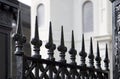 Wrought iron fence and Saint Louis Cathedral view Royalty Free Stock Photo