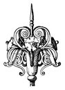Wrought-Iron Finial, custom, vintage engraving