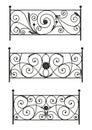 Wrought iron modules, gates, fences, railings, window bars, with ornaments, vector images isolated on white background Royalty Free Stock Photo