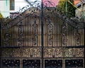 Wrought-iron gates, ornamental forging, forged elements close-u