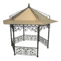 Wrought iron gazebo with flowers and leaves Royalty Free Stock Photo