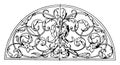 Wrought-Iron Grill Lunette Panel is a leaves and flowers pattern, vintage engraving