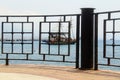 Wrought-iron grille waterfront observation deck in the harbour Antalya, Turkey