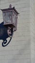 Wrought iron lantern on brick wall. Copyspace Royalty Free Stock Photo