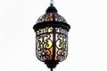 a wrought iron lantern on white isolated background. ai generative Royalty Free Stock Photo