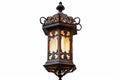 a wrought iron lantern on white isolated background. ai generative Royalty Free Stock Photo