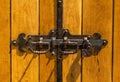 Wrought iron lock wooden door Royalty Free Stock Photo