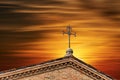 Wrought Iron Religious Cross against a Beautiful Sunset Royalty Free Stock Photo