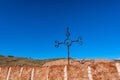 Wrought Iron Religious Cross Against a Clear Blue Sky - Lessinia Plateau Royalty Free Stock Photo