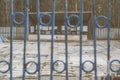 Wrought iron. Restriction of freedom. Fence in an abandoned park Royalty Free Stock Photo