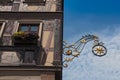 Wrought iron sign with star Lohr am Main, Germany