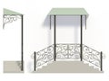 Wrought iron stairs railing and canopy