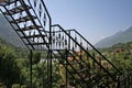 Wrought iron steps in mountain home Royalty Free Stock Photo