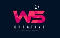 WS W S Letter Logo with Purple Low Poly Pink Triangles Concept