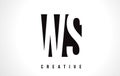 WS W S White Letter Logo Design with Black Square.