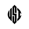 WSI circle letter logo design with circle and ellipse shape. WSI ellipse letters with typographic style. The three initials form a Royalty Free Stock Photo