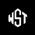 WST letter logo design with polygon shape. WST polygon and cube shape logo design. WST hexagon vector logo template white and Royalty Free Stock Photo