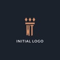 WT logo initial with pillar icon design, luxury monogram style logo for law firm and attorney Royalty Free Stock Photo