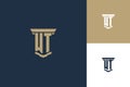 WT monogram initials logo design with pillar icon. Attorney law logo design