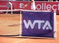 Wta-logo on tennis net Royalty Free Stock Photo