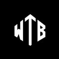 WTB letter logo design with polygon shape. WTB polygon and cube shape logo design. WTB hexagon vector logo template white and Royalty Free Stock Photo
