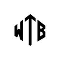 WTB letter logo design with polygon shape. WTB polygon and cube shape logo design. WTB hexagon vector logo template white and Royalty Free Stock Photo