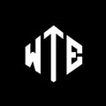 WTE letter logo design with polygon shape. WTE polygon and cube shape logo design. WTE hexagon vector logo template white and Royalty Free Stock Photo