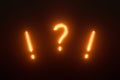 Glowing Confusion: An Incandescent Question Mark Royalty Free Stock Photo