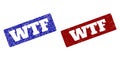 WTF Red and Blue Rounded Rectangle Stamp Seals with Unclean Surfaces