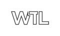 WTL logo design template with strong and modern bold text. Initial based vector logotype featuring simple and minimal typography. Royalty Free Stock Photo