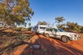 WUBIN, AUSTRALIA - SEP 17 2019: Retired couples each year travel northwards in 4WD`s and caravans in the spring and free camp in