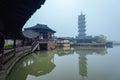 WUZHEN,CHINA-MARCH 6,2012: Ancient buildings along the canal. View from the water