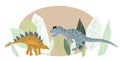 Wuerhosaurushand and trex dinosaur illustration