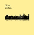 Wuhan, China city silhouette