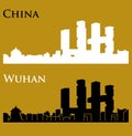 Wuhan, China city silhouette