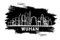 Wuhan China City Skyline Silhouette. Hand Drawn Sketch