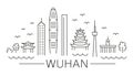 Wuhan Chinese city silhouette line art drawing outline design