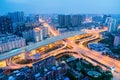 Wuhan city interchange in nightfall Royalty Free Stock Photo